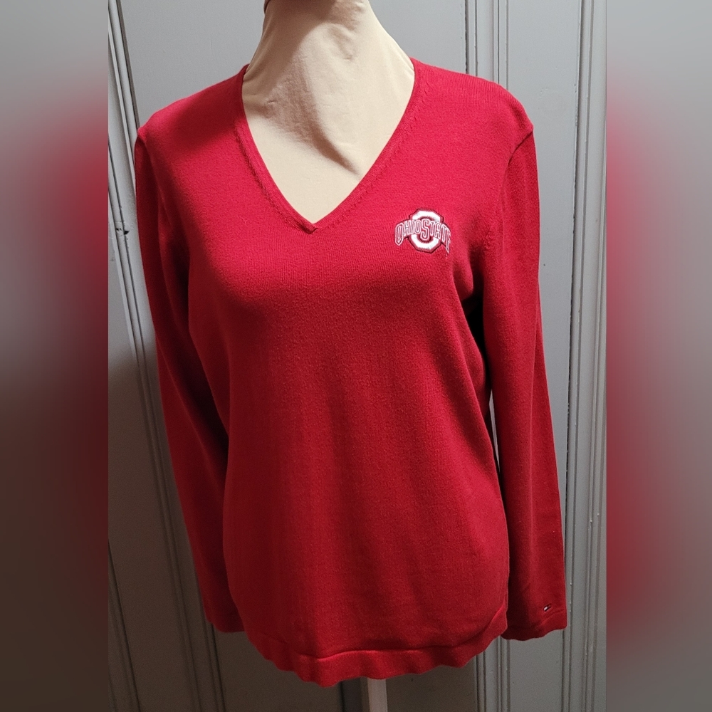 Tommy Hilfiger Ohio State University Golf V-neck Pullover Sweater Medium